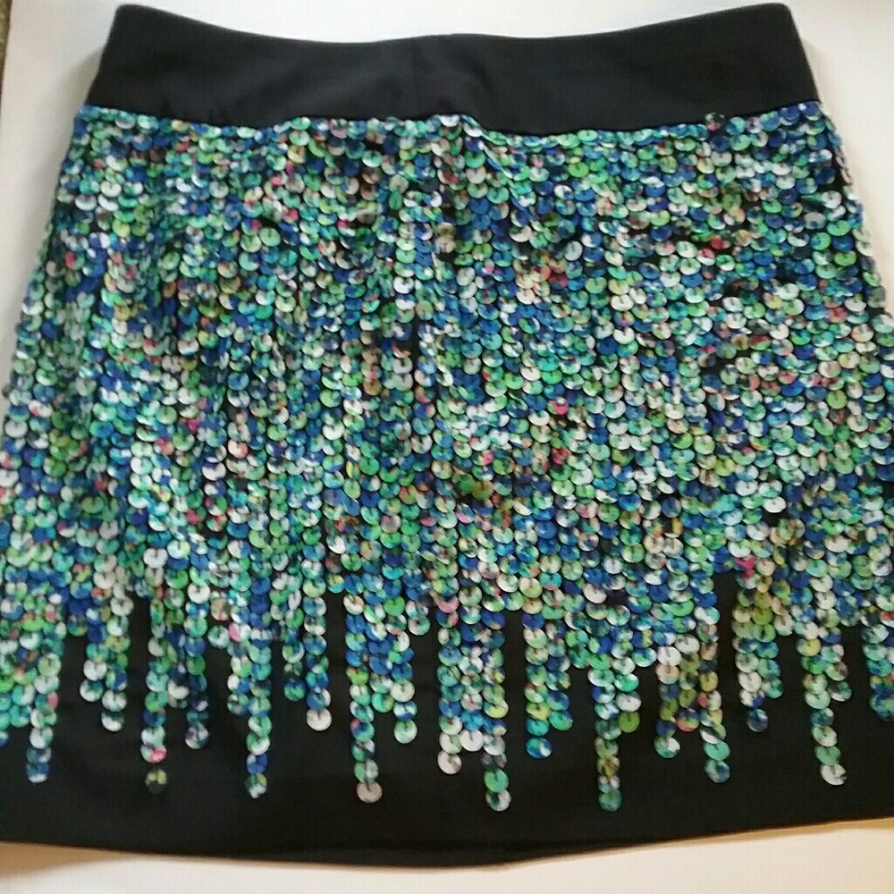 Talbots Blue Green soft sequin Skirt Size 8